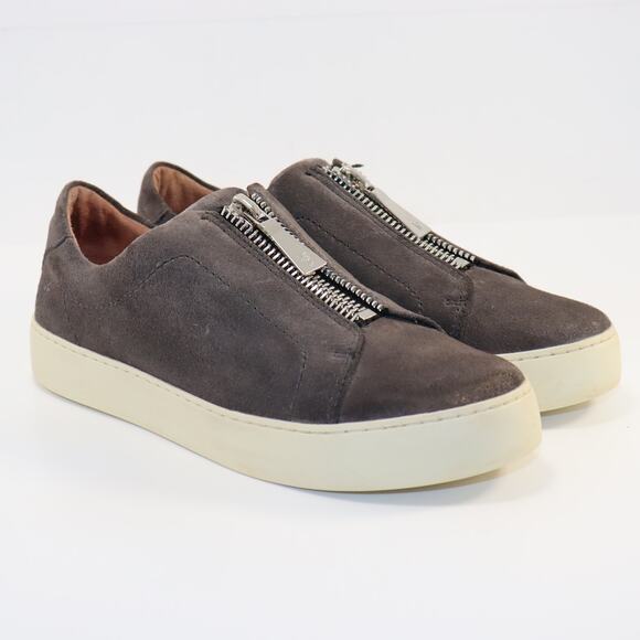 Frye Shoes - Frye Taupe Suede Double-Zip Low Top Sneakers 8.5M